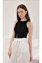 Black and White Double Undershirt Crop-Crew Neck Crop-Women's Crop-Summer (Combed Fabric) Undershirt - 2