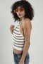 White Colored Women's Sports Halter Neck Strapless Striped Knitwear Tank Top Bustier Crop Tap - 7