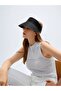 Women's Straw Visor Tennis Hat, Black - 3