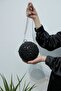 Black Evening Dress Evening Bag with Round Crystal Stones - 4
