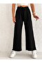 Trend Palazzo Thin Summer Gabardine Waist Loose Cut Black Trousers