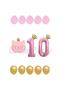 10 Year Old Cat Themed Balloon Set - Pink Gold Balloon - Pink Cat Foil Balloon Pink Number Balloon