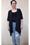 Black Bat Sleeve Casual Shawl Collar Combed Cotton Viscose Vest - 5