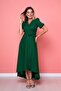 Women's Asymmetric Cut Emerald Green Short Front Long Back Double Breasted Collar Dress - 6