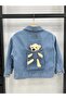 New Season Teddy Bear Detailed Denim Jacket