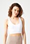 White Padded Back Detailed Covered Sports Bra Strappy Back - 2