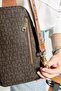 Justpolo Women's Coffee Tan Monogram Printed Body Bag Messenger Bag Waist Bag - 5