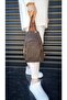 Justpolo Women's Coffee Tan Monogram Printed Body Bag Messenger Bag Waist Bag - 6