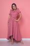 Women's Asymmetrical Cut Dusty Rose Short Front Long Back Double-Breasted Collar Dress - 5