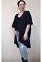 Black Bat Sleeve Casual Shawl Collar Combed Cotton Viscose Vest - 3