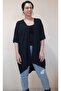 Black Bat Sleeve Casual Shawl Collar Combed Cotton Viscose Vest - 6