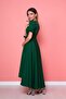 Women's Asymmetric Cut Emerald Green Short Front Long Back Double Breasted Collar Dress - 8