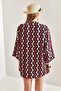 Women's Burgundy Multi Patterned Linen Kimono 40841019 - 3