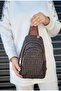 Justpolo Women's Coffee Tan Monogram Printed Body Bag Messenger Bag Waist Bag - 7