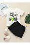 Children's White Rule The World Printed Shorts-T-Shirt Set