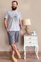 Short Sleeve Men's Pajama Set with California Printed Shorts - 5