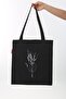 Black Cloth Bag with Blooming Bush Branch Printed