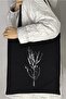 Black Cloth Bag with Blooming Bush Branch Printed - 2