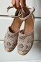 Women's Luce Espadrille Nude Skin Beige Ecru Jute Sole Straw Lace Detailed Shoes - 3