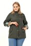 Plus Size Hooded Trench Coat with Gathered Waist Detail