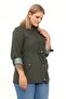 Plus Size Hooded Trench Coat with Gathered Waist Detail - 4