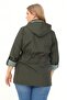 Plus Size Hooded Trench Coat with Gathered Waist Detail - 7