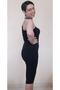 Black One Shoulder Open Single Sleeve Below the Knee Combed Cotton Viscose Pencil Dress - 2