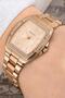 Cornered Dial Steel Cord Copper Color 3 Atm Waterproof Women's Wristwatch