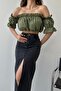 Haki – Madonna Blouse with Rubber Detail - 5