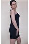 Black One-Shoulder Open Single-Sleeve Combed Cotton Viscose Mini Pencil Dress - 6