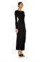 Women's Black Sleeve Detailed Right Sleeve Silk Jersey Midi Dress - 2