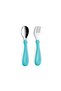 Glass Grater + Non-Spill Plate Blue + Stainless Steel Fork and Spoon Set Turquoise - 3