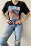 Women's Plus Size V-Neck Flamingo Sequin Embroidered Plus Size T-Shirt - 2