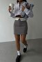Women's Gray Waist Folded Mini Skirt 23S02003 - 5
