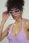 Women's Lilac Colored Halter Neck Ribbed Sports Knitwear Bustier Athlete Crop Top - 6