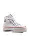 White Thick Sole Women's Long Linen Sneakers Bn30939 - 2