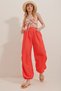 Women's Orange Double Pocket Aerobin Linen Trousers ALC-X10283 - 3