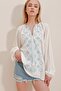 White Ethnic Embroidered Viscose Woven Blouse Alc-X10312 - 2