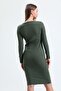 Women's Round Neck Long Sleeve Front Buttoned Camisole Midi Dress - 6
