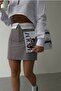 Women's Gray Waist Folded Mini Skirt 23S02003 - 4