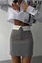 Women's Gray Waist Folded Mini Skirt 23S02003 - 6