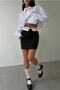Women's Black Waist Folded Mini Skirt 23S02003 - 4