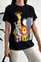 Women's Black Crew Neck Printed 100% Cotton T-Shirt - 4