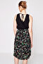 Women's Black Patterned Dress 7YAK88147OW - 3