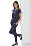Women's Navy Blue Lace Blouse-Pajama Set 6984