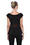 Women's Black Tulle Detailed Scuba Blouse BD2392 - 2
