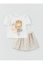 Crew Neck Printed Baby Girl T-Shirt and Skirt Set of 2