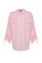 Light Pink Adjustable-Sleeve Ruched Detail Woven Cotton Shirt TCTSS23TG00011 - 7