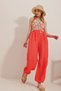Women's Orange Double Pocket Aerobin Linen Trousers ALC-X10283 - 2