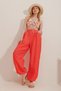 Women's Orange Double Pocket Aerobin Linen Trousers ALC-X10283 - 4